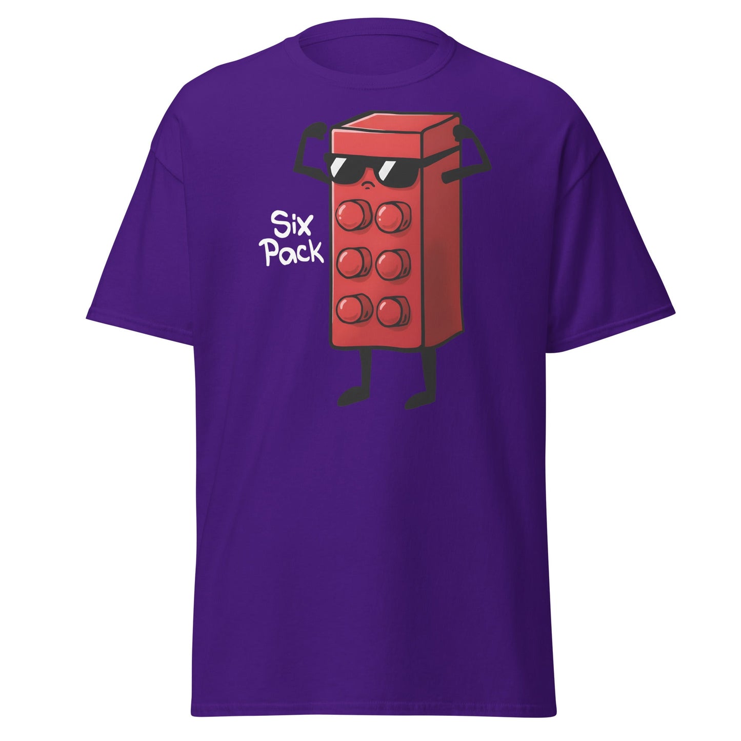 Six Pack Abs Funny Toy Brick Gym Workout T-Shirt - Purple - T-Shirts Online