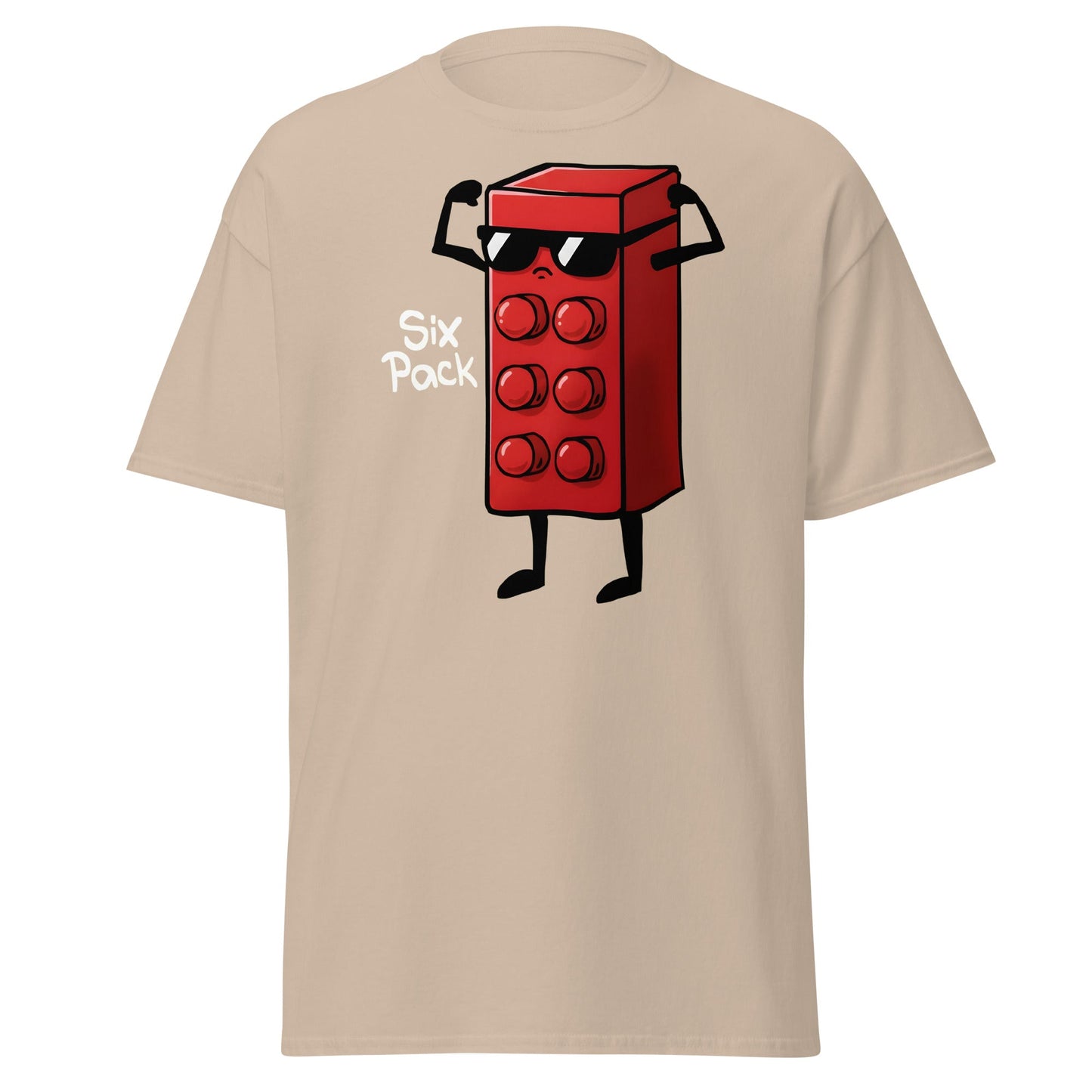 Six Pack Abs Funny Toy Brick Gym Workout T-Shirt - Sand - T-Shirts Online