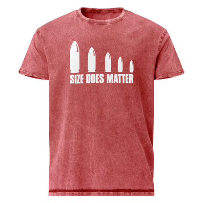 Size Does Matter T-Shirt | Men's Denim Tee - Garnet Red - T-Shirts Online