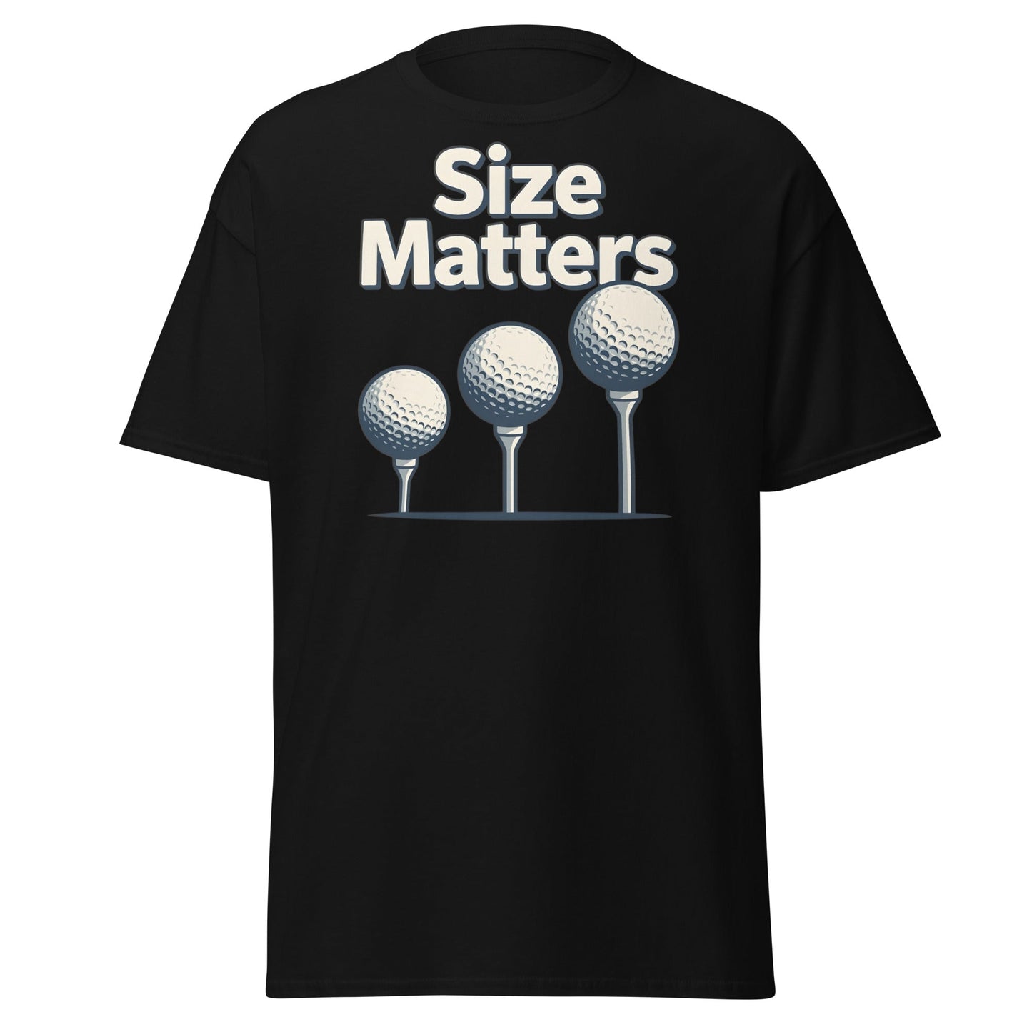 Size Matters Funny Golf T-Shirt - Humorous Men's Golf Tee - Black - T-Shirts Online