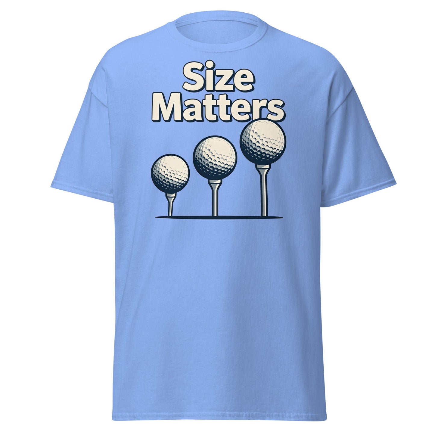 Size Matters Funny Golf T-Shirt - Humorous Men's Golf Tee - Carolina Blue - T-Shirts Online