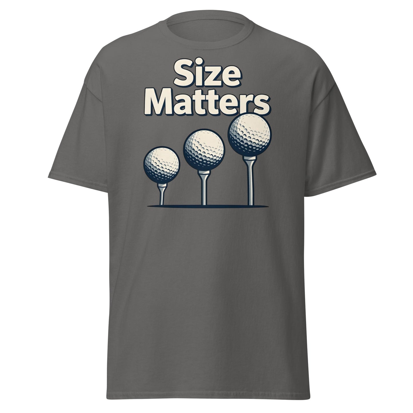 Size Matters Funny Golf T-Shirt - Humorous Men's Golf Tee - Charcoal - T-Shirts Online