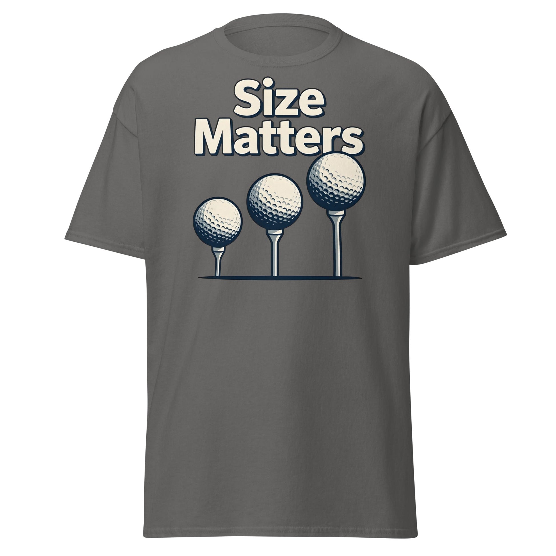 Size Matters Funny Golf T-Shirt - Humorous Men's Golf Tee - Charcoal - T-Shirts Online