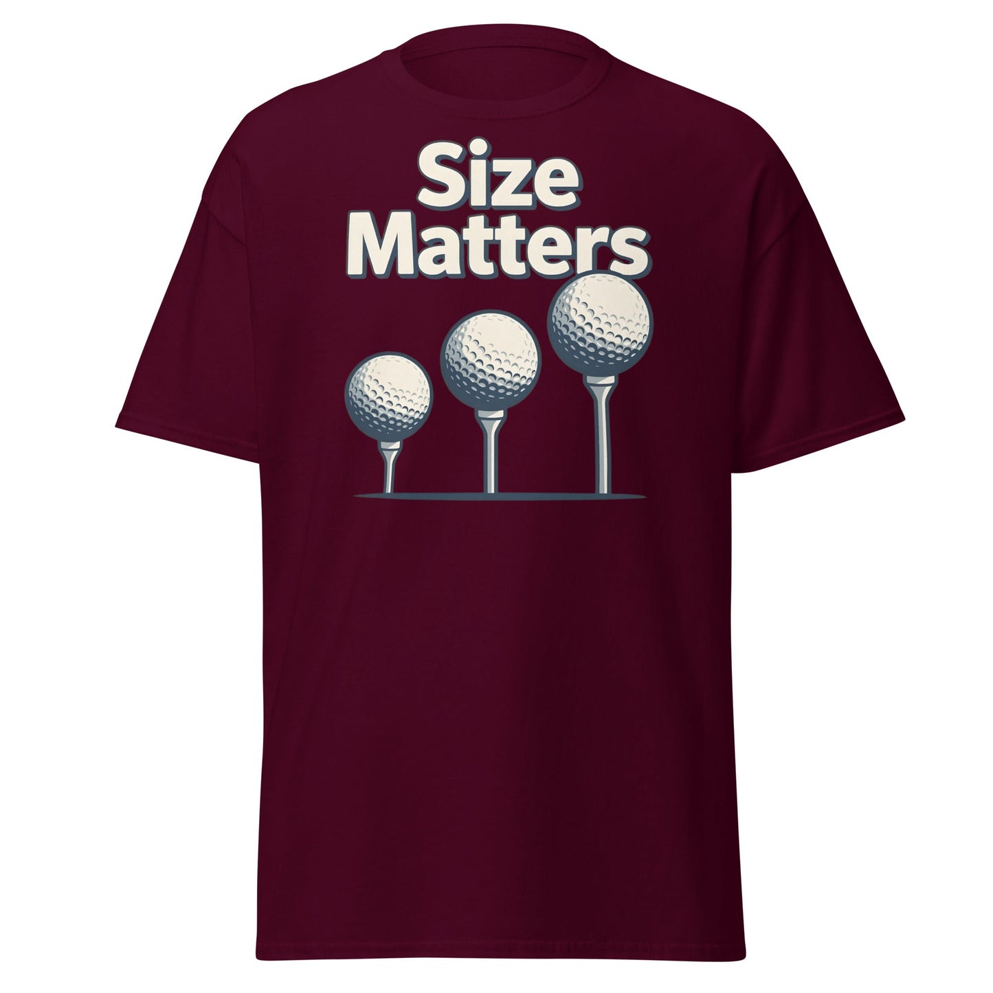 Size Matters Funny Golf T-Shirt - Humorous Men's Golf Tee - Maroon - T-Shirts Online