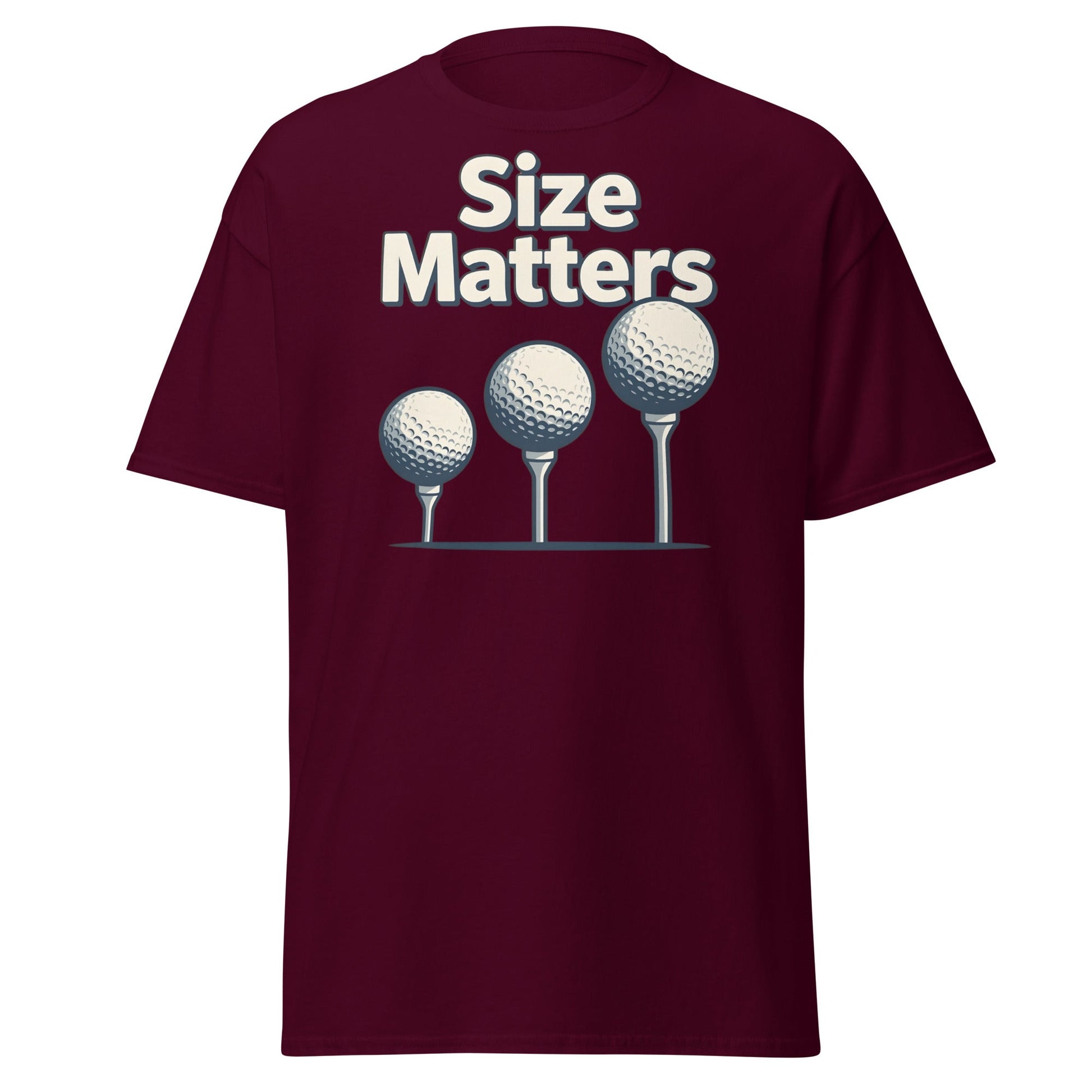 Size Matters Funny Golf T-Shirt - Humorous Men's Golf Tee - Maroon - T-Shirts Online