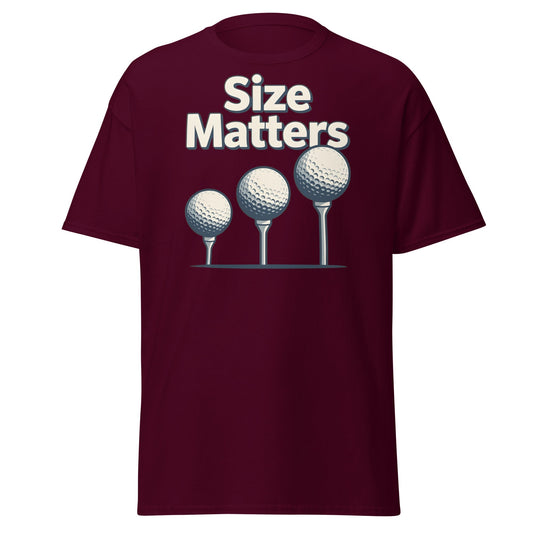 Size Matters Funny Golf T-Shirt - Humorous Men's Golf Tee - Maroon - T-Shirts Online