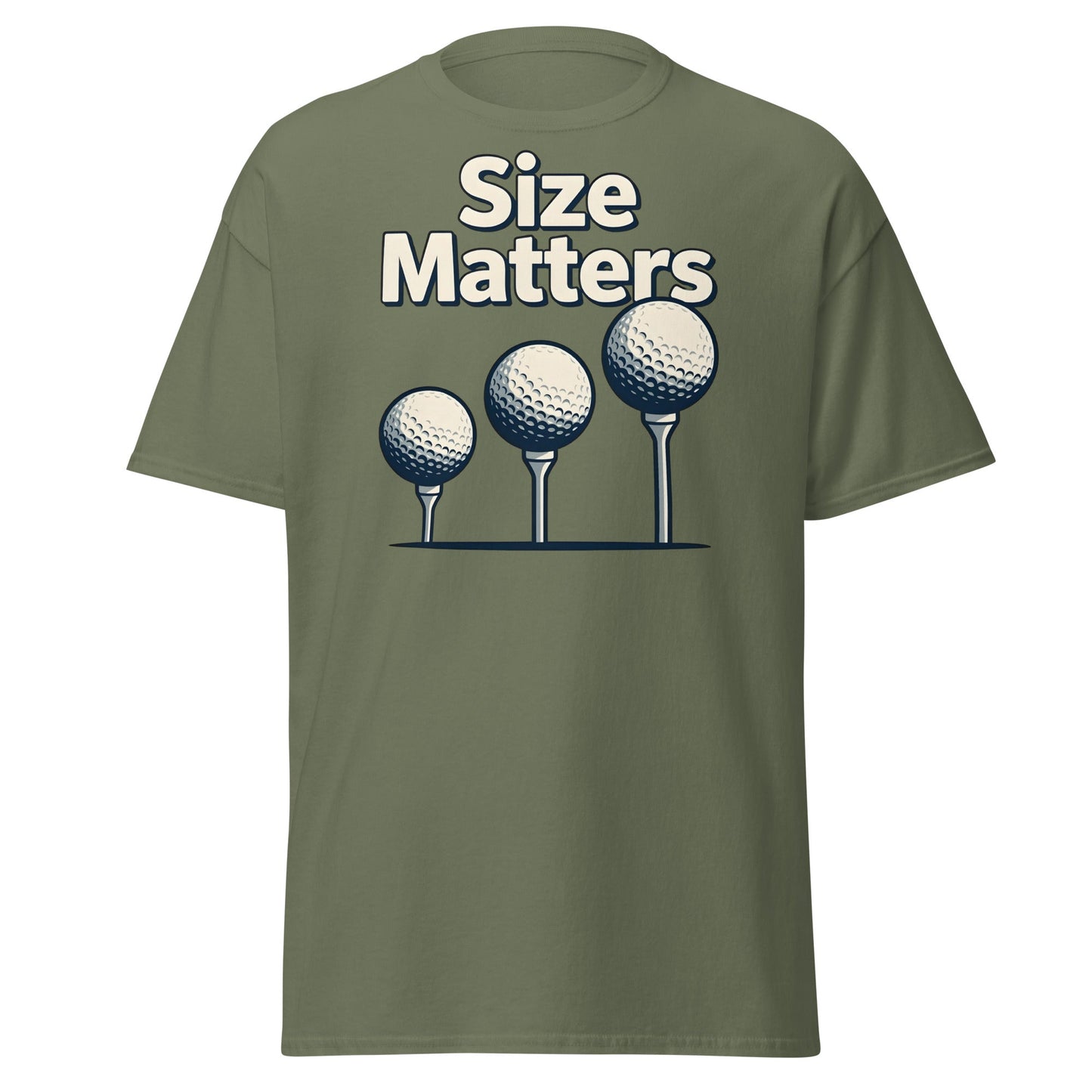 Size Matters Funny Golf T-Shirt - Humorous Men's Golf Tee - Military Green - T-Shirts Online