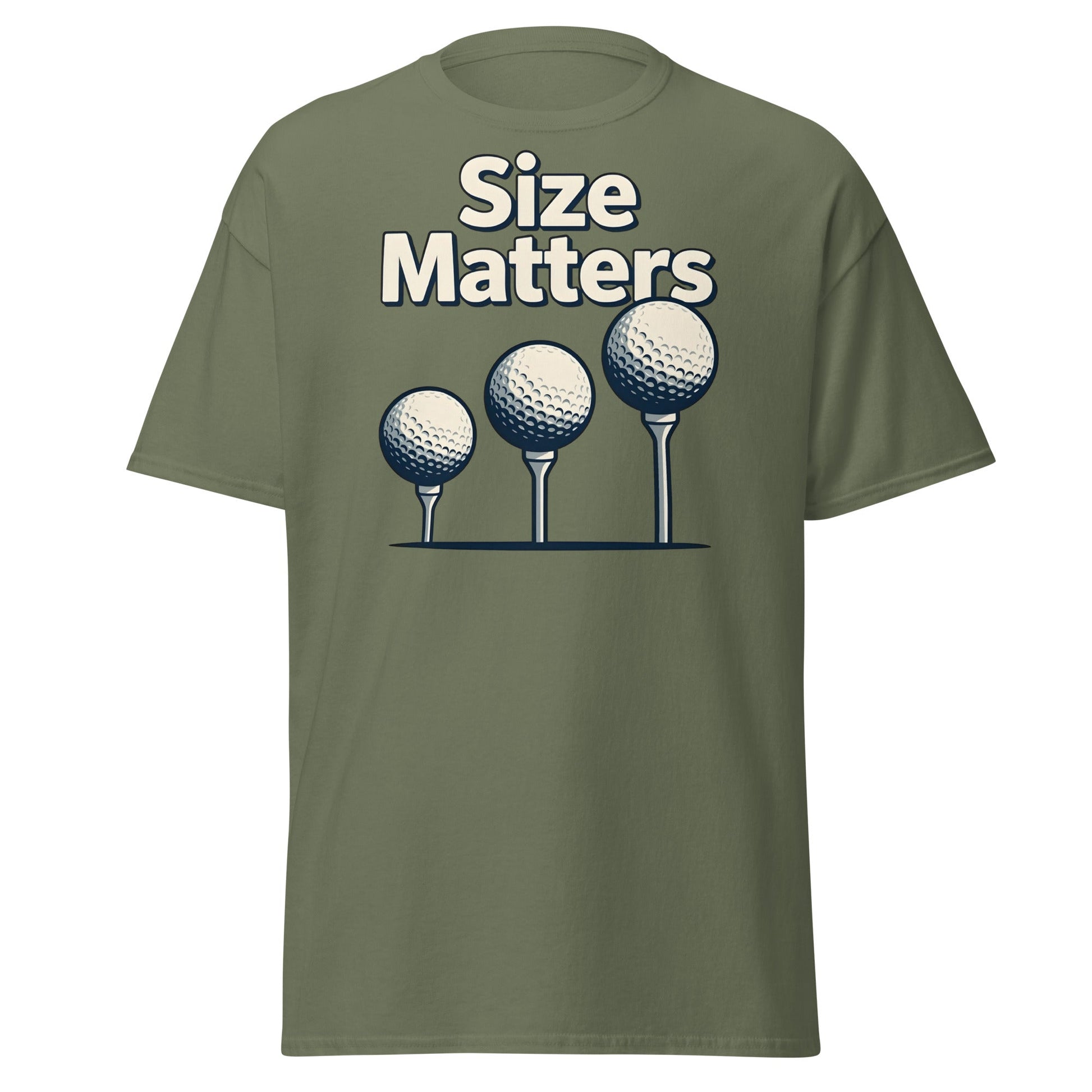 Size Matters Funny Golf T-Shirt - Humorous Men's Golf Tee - Military Green - T-Shirts Online