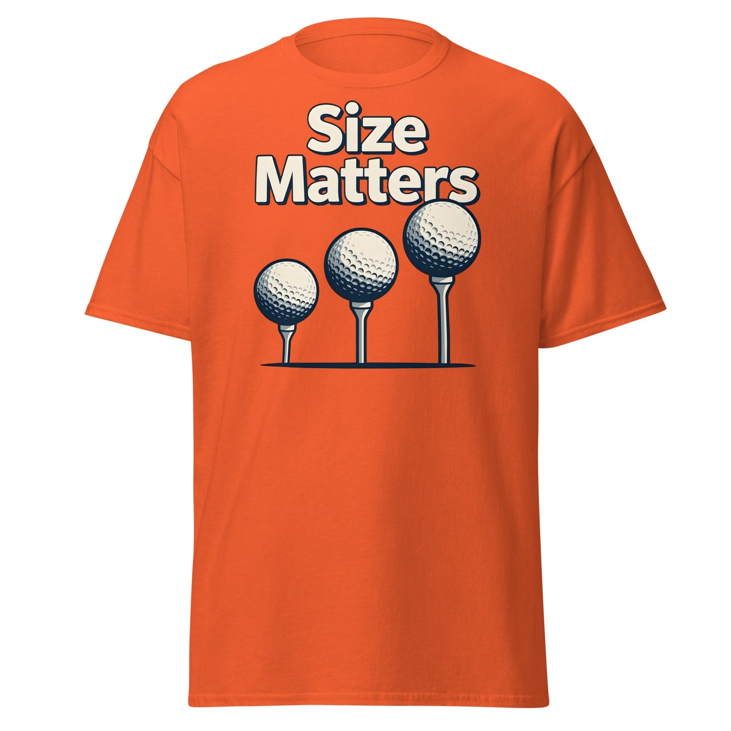 Size Matters Funny Golf T-Shirt - Humorous Men's Golf Tee - Orange - T-Shirts Online