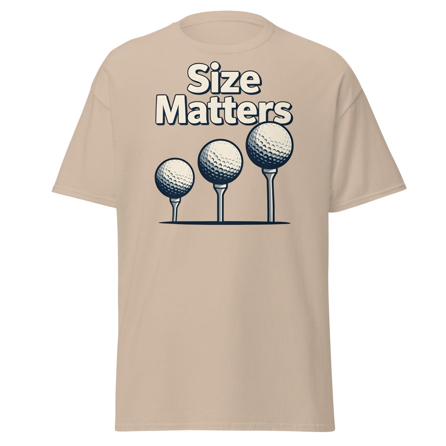 Size Matters Funny Golf T-Shirt - Humorous Men's Golf Tee - Sand - T-Shirts Online