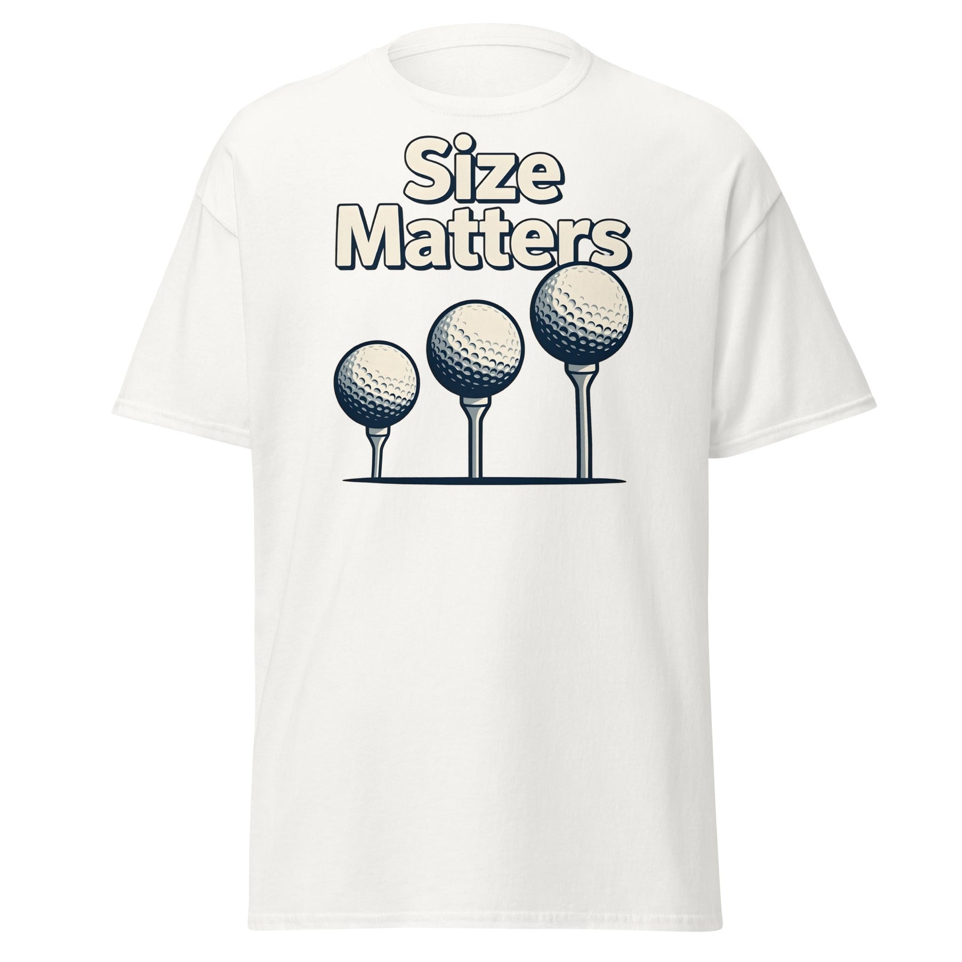 Size Matters Funny Golf T-Shirt - Humorous Men's Golf Tee - White - T-Shirts Online