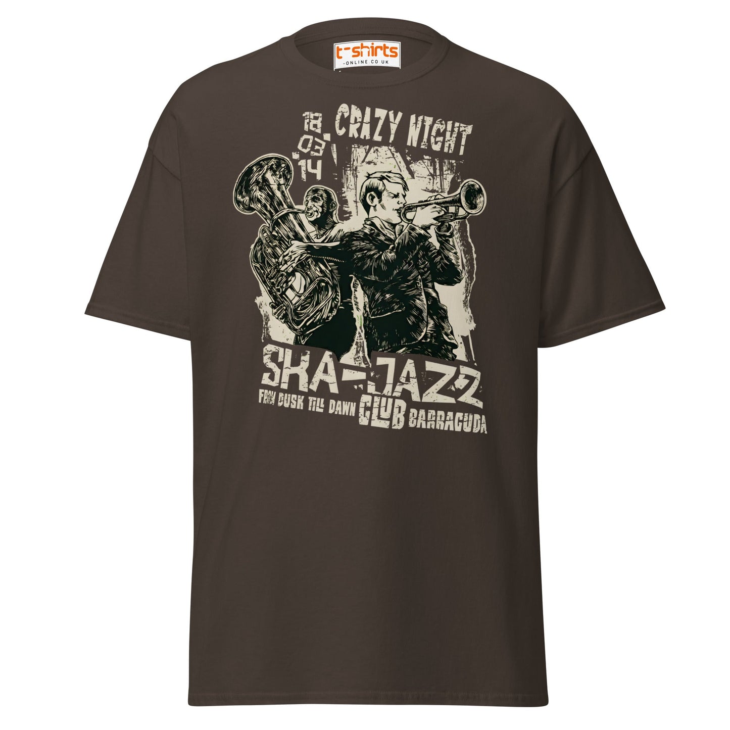 Ska Jazz T-Shirt | Retro Club Barracuda Music Tee - Dark Chocolate - T-Shirts Online