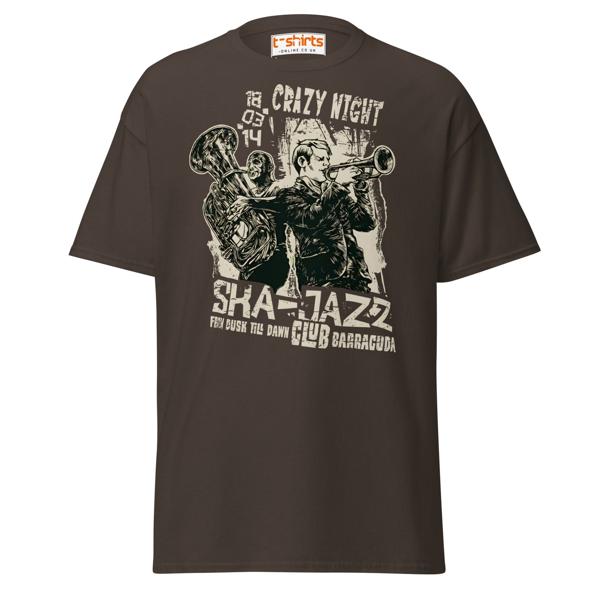 Ska Jazz T-Shirt | Retro Club Barracuda Music Tee - Dark Chocolate - T-Shirts Online