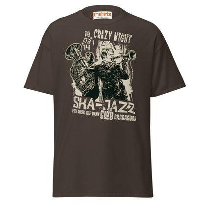 Ska Jazz T-Shirt | Retro Club Barracuda Music Tee - Dark Chocolate - T-Shirts Online