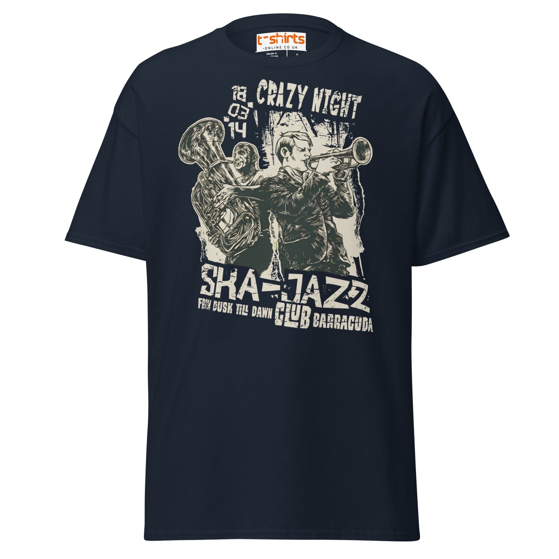 Ska Jazz T-Shirt | Retro Club Barracuda Music Tee - Navy - T-Shirts Online