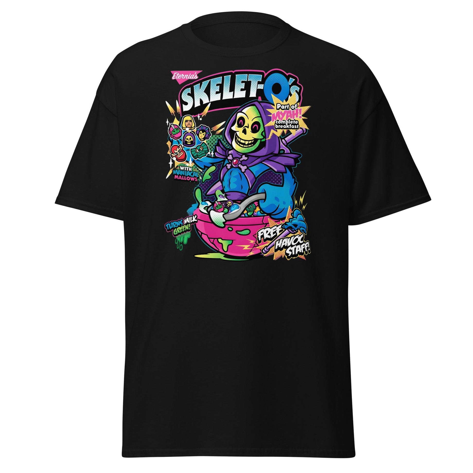 Skelet - O's Cereal T-Shirt – Funny Grim Reaper Parody Tee - Black - T-Shirts Online