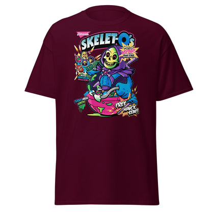 Skelet - O's Cereal T-Shirt – Funny Grim Reaper Parody Tee - Maroon - T-Shirts Online