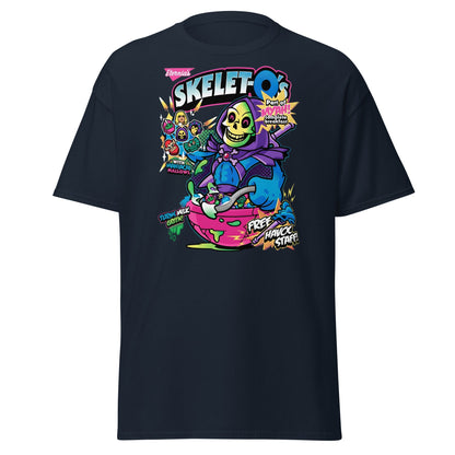 Skelet - O's Cereal T-Shirt – Funny Grim Reaper Parody Tee - Navy - T-Shirts Online