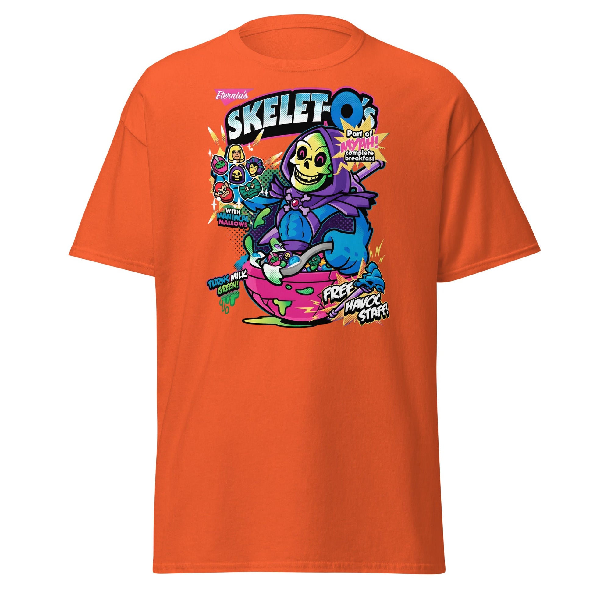 Skelet - O's Cereal T-Shirt – Funny Grim Reaper Parody Tee - Orange - T-Shirts Online