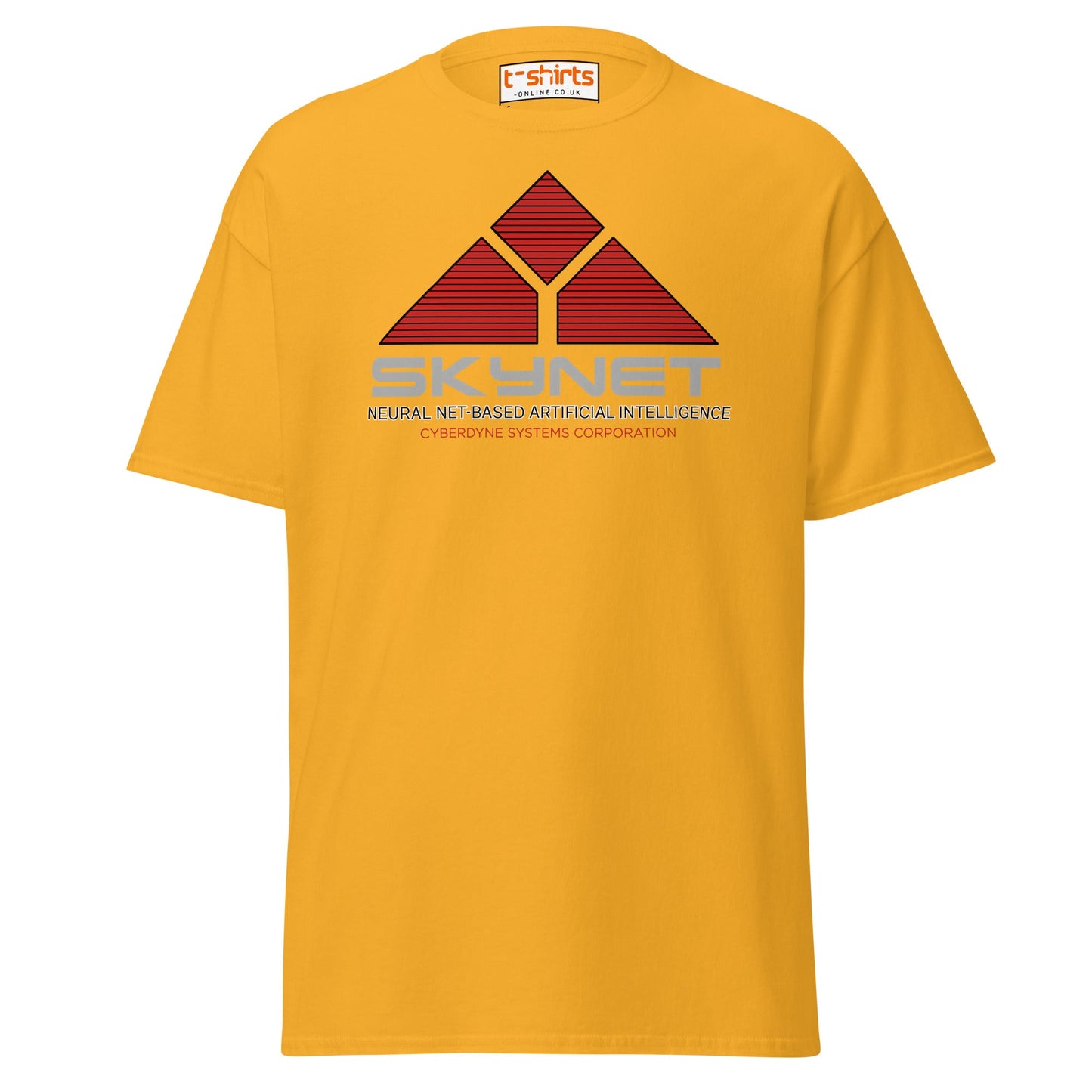 Skynet Logo T-Shirt – Sci - Fi Movie Fans Tee - Gold - T-Shirts Online