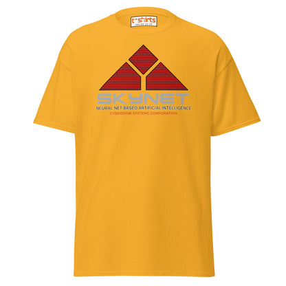 Skynet Logo T-Shirt – Sci - Fi Movie Fans Tee - Gold - T-Shirts Online