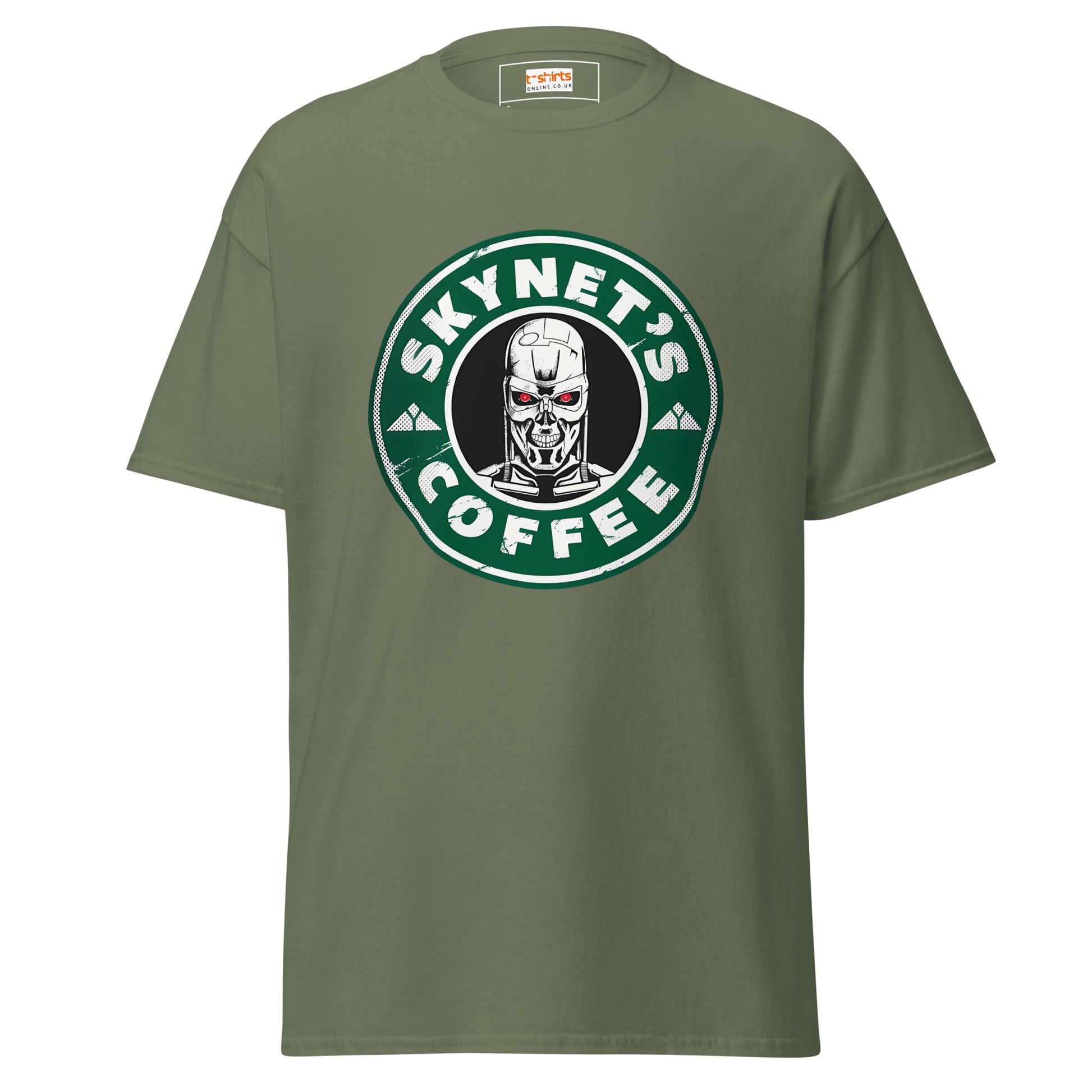 Skynets Coffee | Movie Parody T-Shirt - Military Green - T-Shirts Online