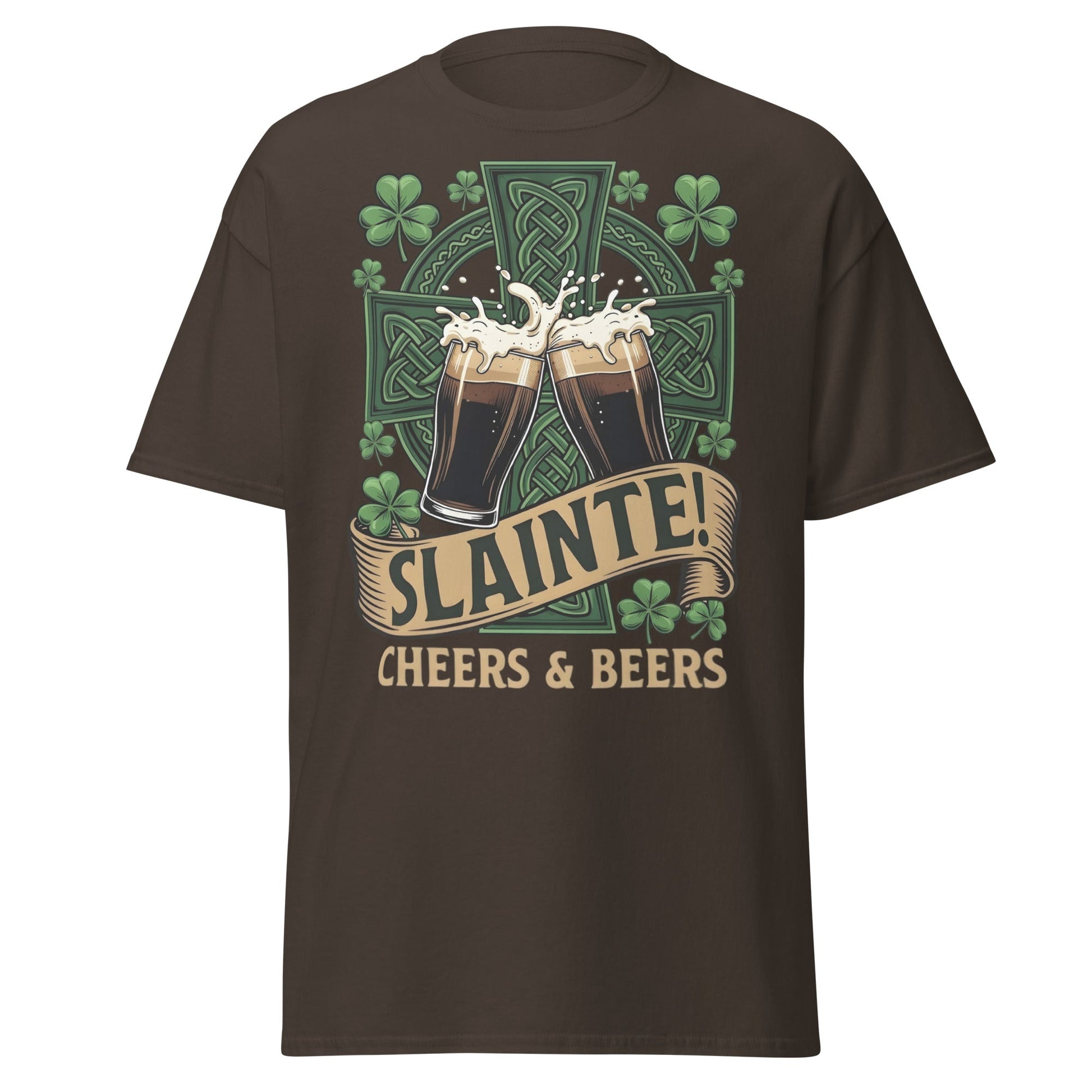 Sláinte Irish Cheers & Beers T-Shirt - Celtic Stout Tee - Dark Chocolate - T-Shirts Online