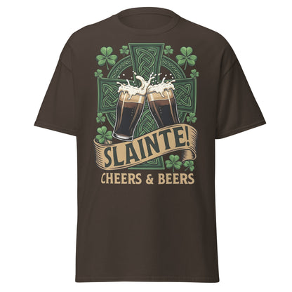 Sláinte Irish Cheers & Beers T-Shirt - Celtic Stout Tee - Dark Chocolate - T-Shirts Online