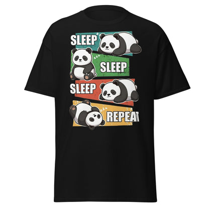 Sleep Sleep Sleep Repeat Panda T-Shirt - Cute Lazy Panda Tee - Black - T-Shirts Online