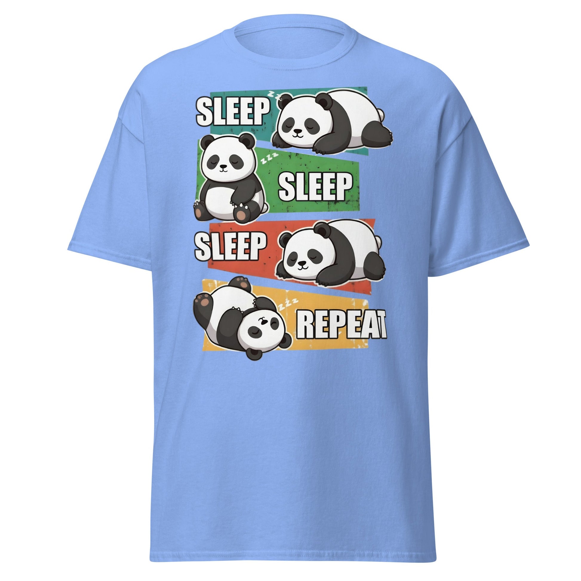 Sleep Sleep Sleep Repeat Panda T-Shirt - Cute Lazy Panda Tee - Carolina Blue - T-Shirts Online