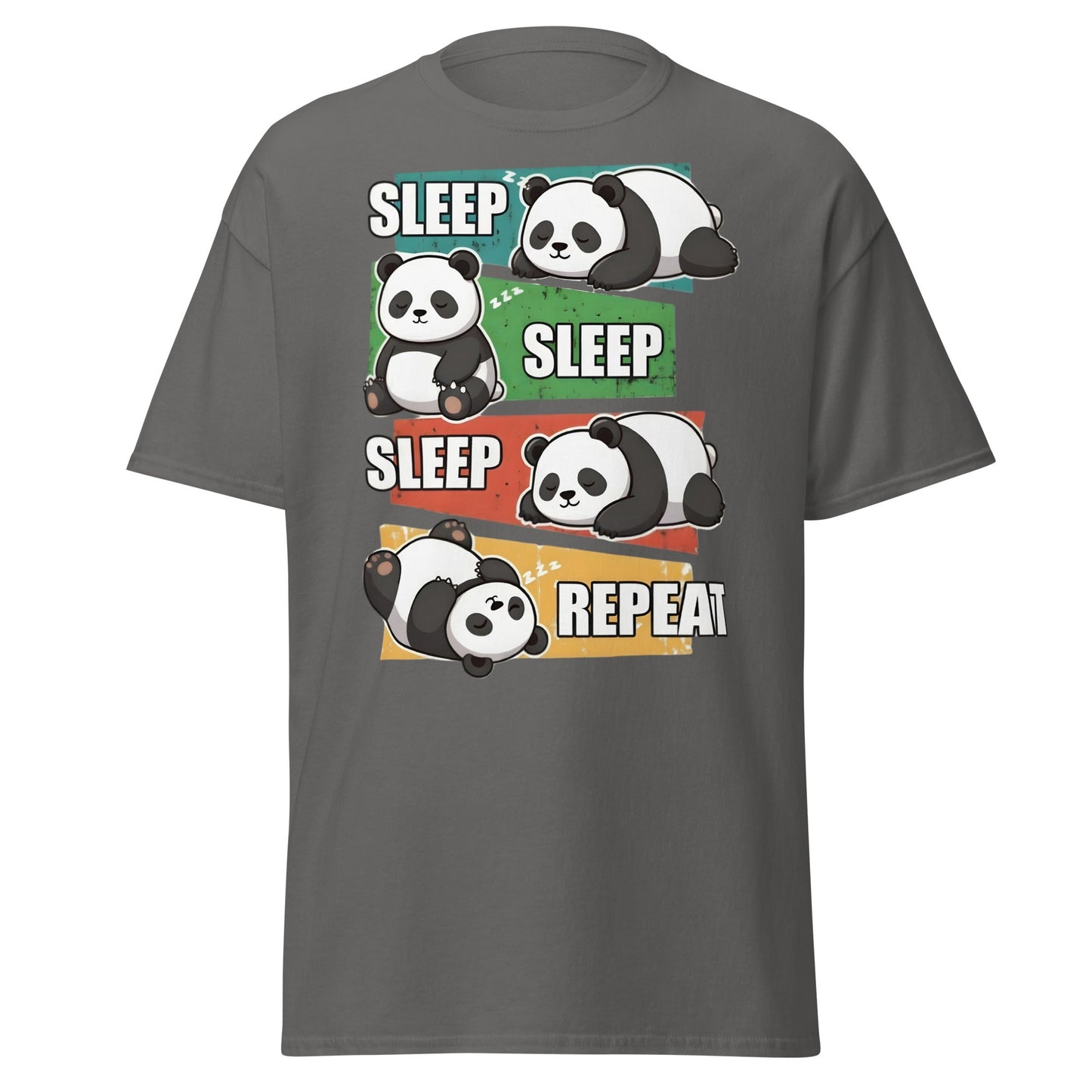 Sleep Sleep Sleep Repeat Panda T-Shirt - Cute Lazy Panda Tee - Charcoal - T-Shirts Online