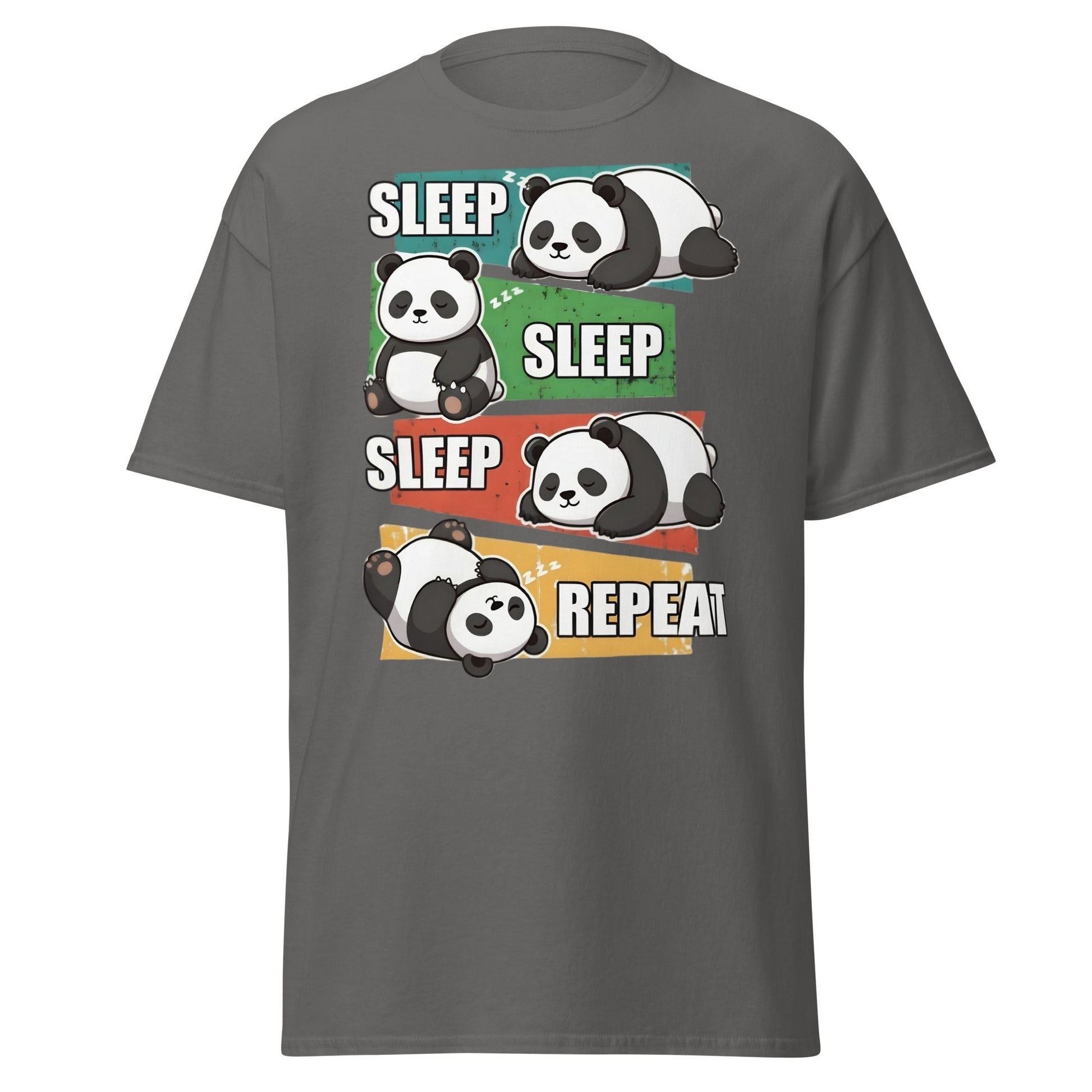 Sleep Sleep Sleep Repeat Panda T-Shirt - Cute Lazy Panda Tee - Charcoal - T-Shirts Online