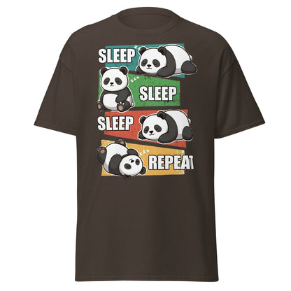 Sleep Sleep Sleep Repeat Panda T-Shirt - Cute Lazy Panda Tee - Dark Chocolate - T-Shirts Online