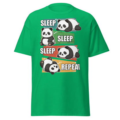 Sleep Sleep Sleep Repeat Panda T-Shirt - Cute Lazy Panda Tee - Irish Green - T-Shirts Online