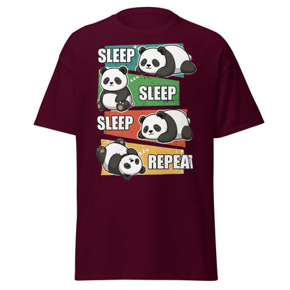 Sleep Sleep Sleep Repeat Panda T-Shirt - Cute Lazy Panda Tee - Maroon - T-Shirts Online