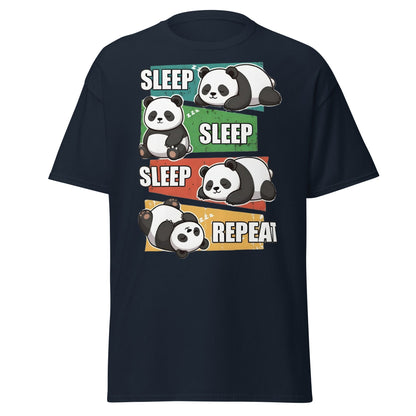Sleep Sleep Sleep Repeat Panda T-Shirt - Cute Lazy Panda Tee - Navy - T-Shirts Online