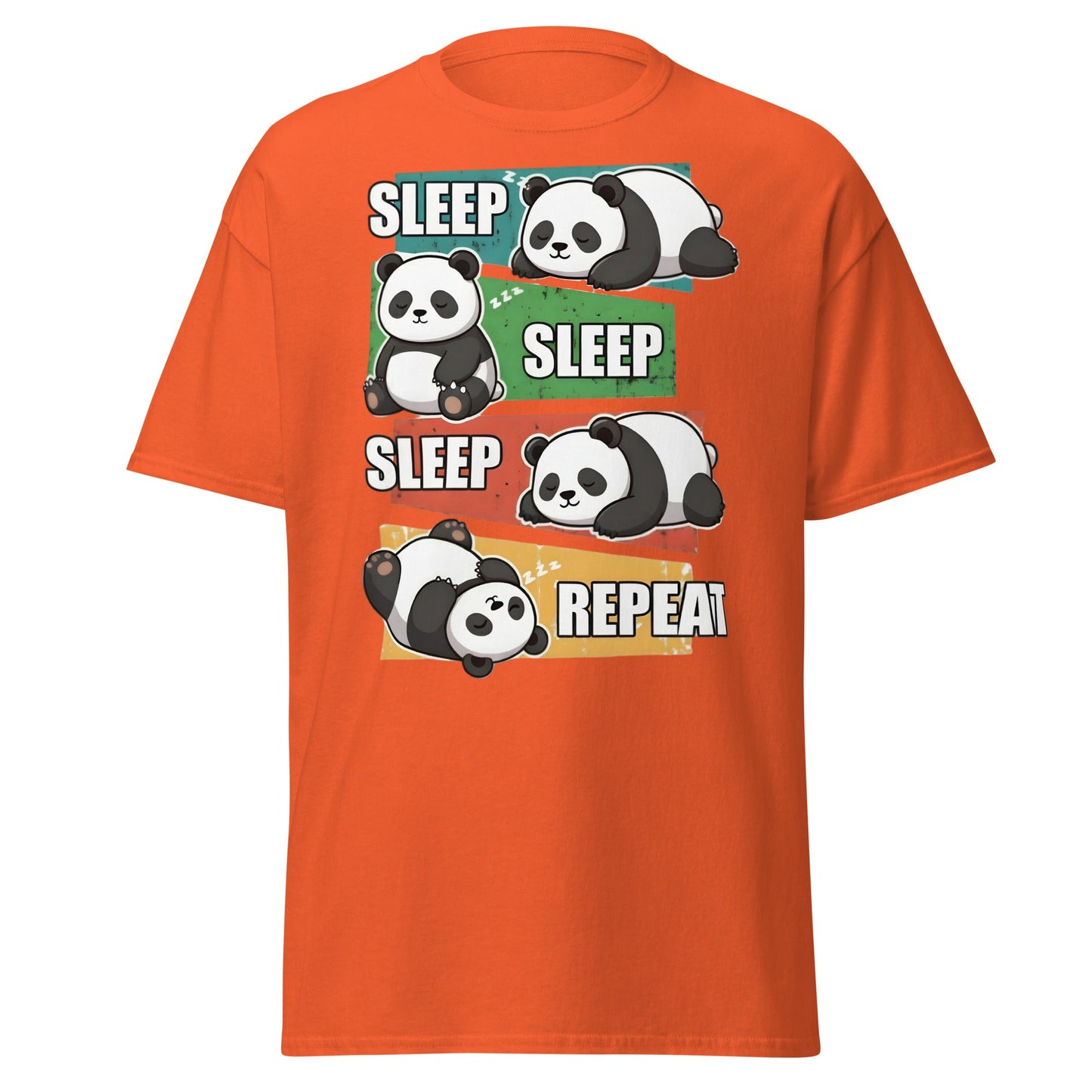 Sleep Sleep Sleep Repeat Panda T-Shirt - Cute Lazy Panda Tee - Orange - T-Shirts Online