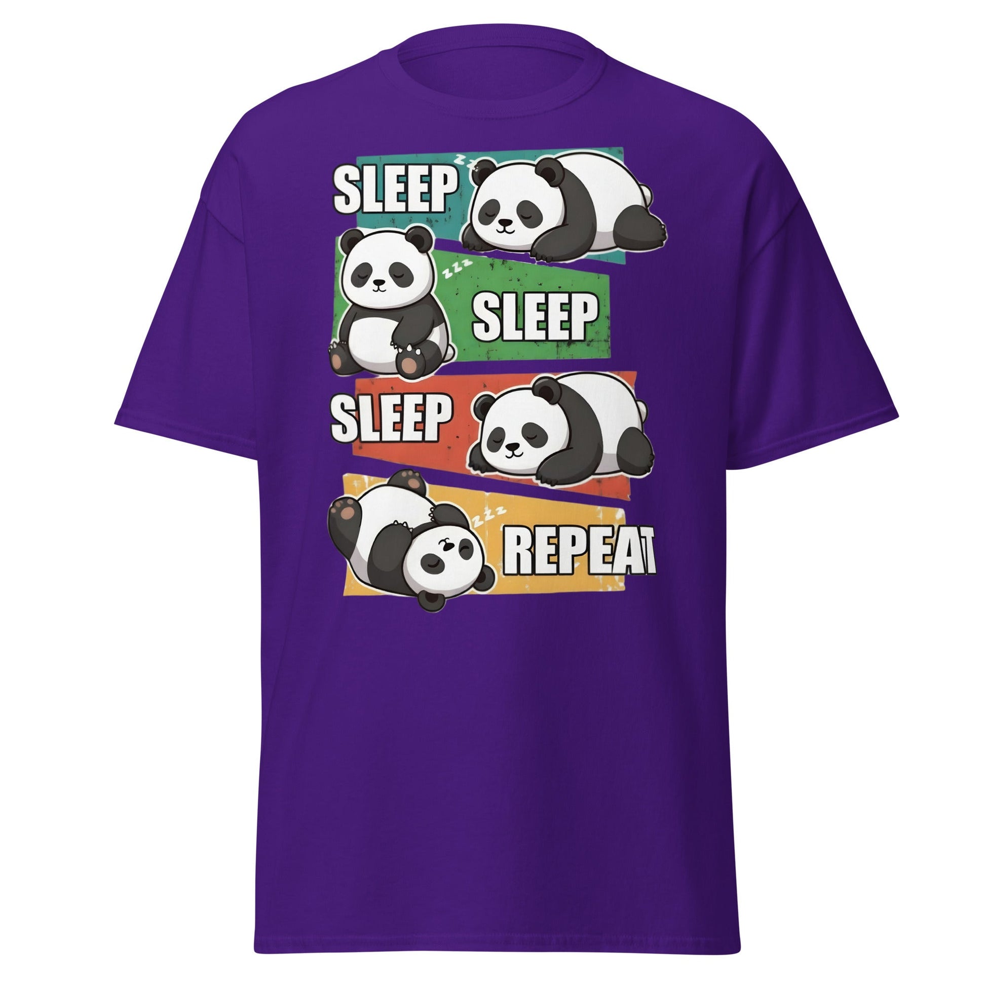 Sleep Sleep Sleep Repeat Panda T-Shirt - Cute Lazy Panda Tee - Purple - T-Shirts Online