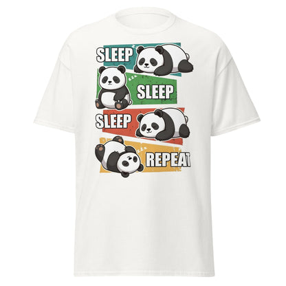 Sleep Sleep Sleep Repeat Panda T-Shirt - Cute Lazy Panda Tee - White - T-Shirts Online