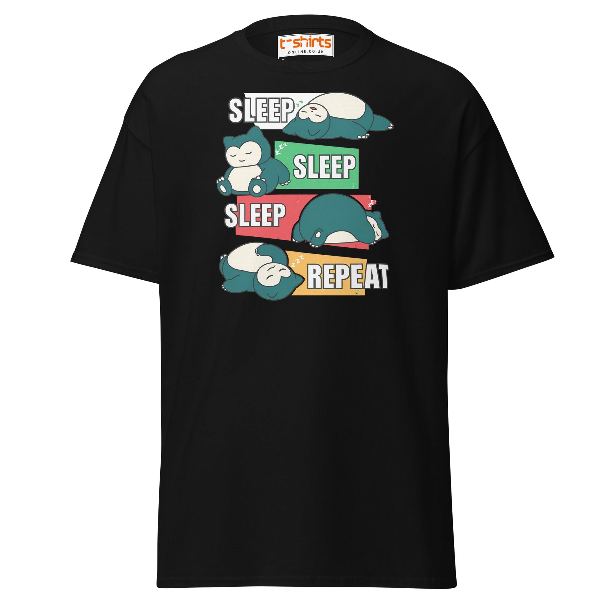 Sleep Sleep Sleep Repeat Snorlax Parody T-Shirt - Black - T-Shirts Online