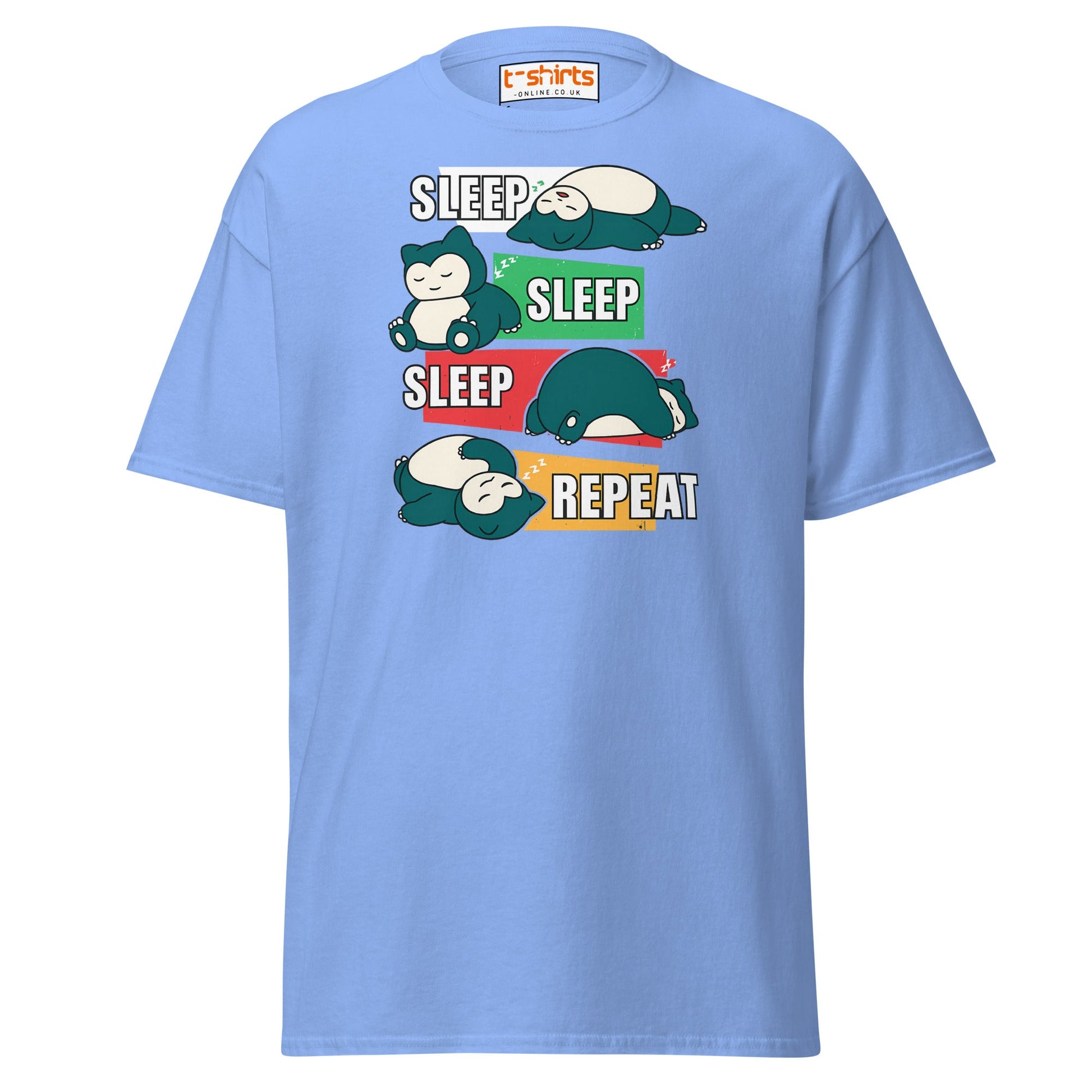 Sleep Sleep Sleep Repeat Snorlax Parody T-Shirt - Carolina Blue - T-Shirts Online