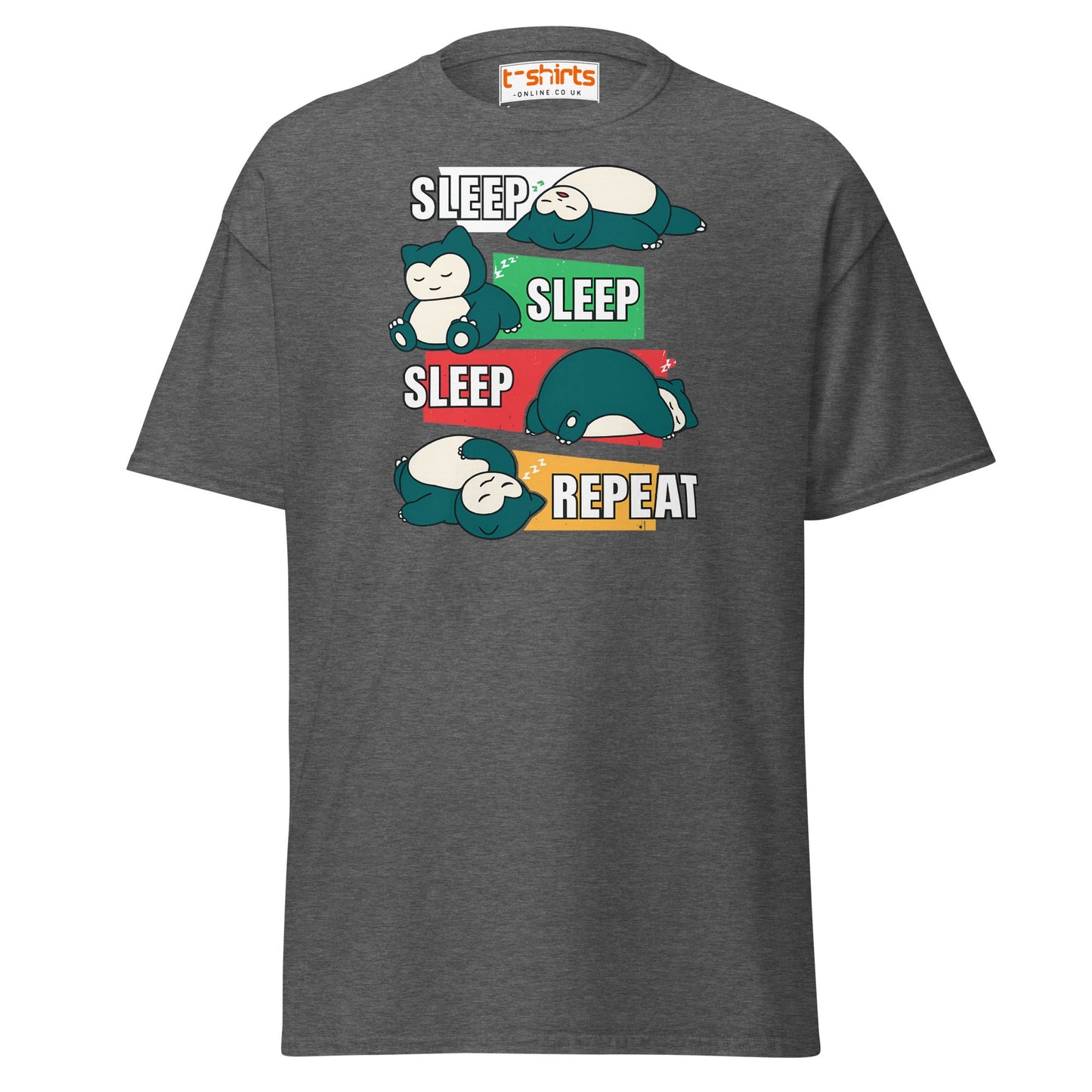 Sleep Sleep Sleep Repeat Snorlax Parody T-Shirt - Dark Heather - T-Shirts Online