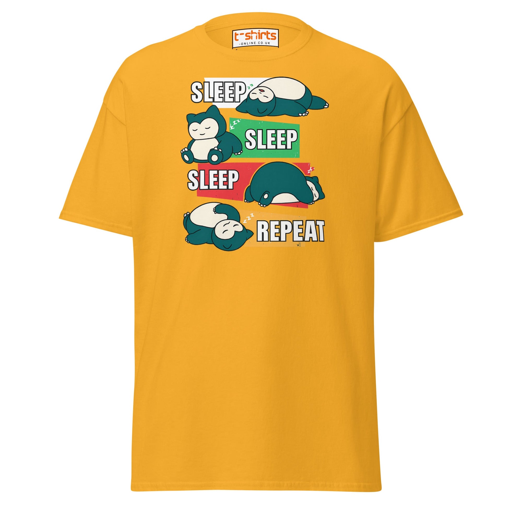 Sleep Sleep Sleep Repeat Snorlax Parody T-Shirt - Gold - T-Shirts Online