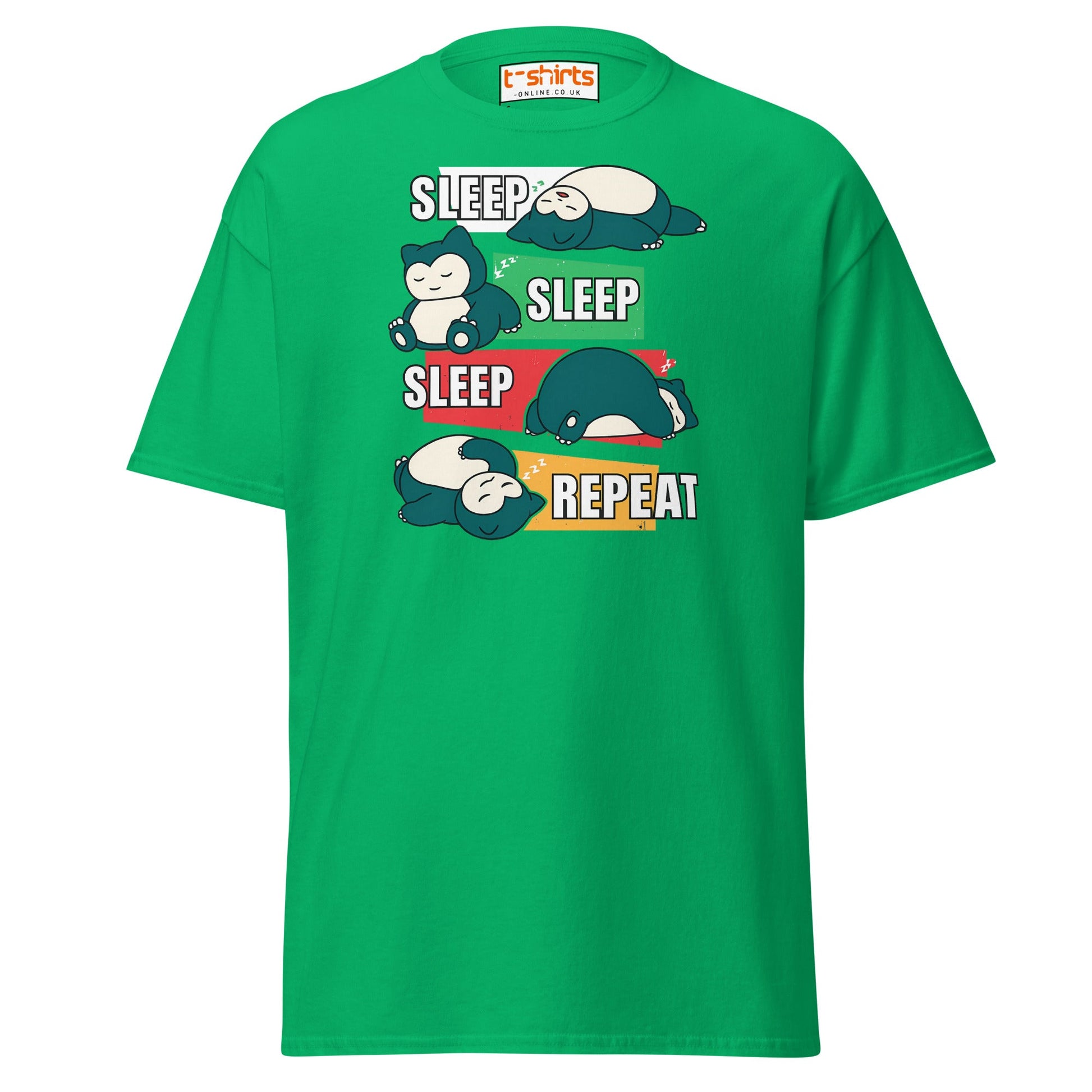 Sleep Sleep Sleep Repeat Snorlax Parody T-Shirt - Irish Green - T-Shirts Online