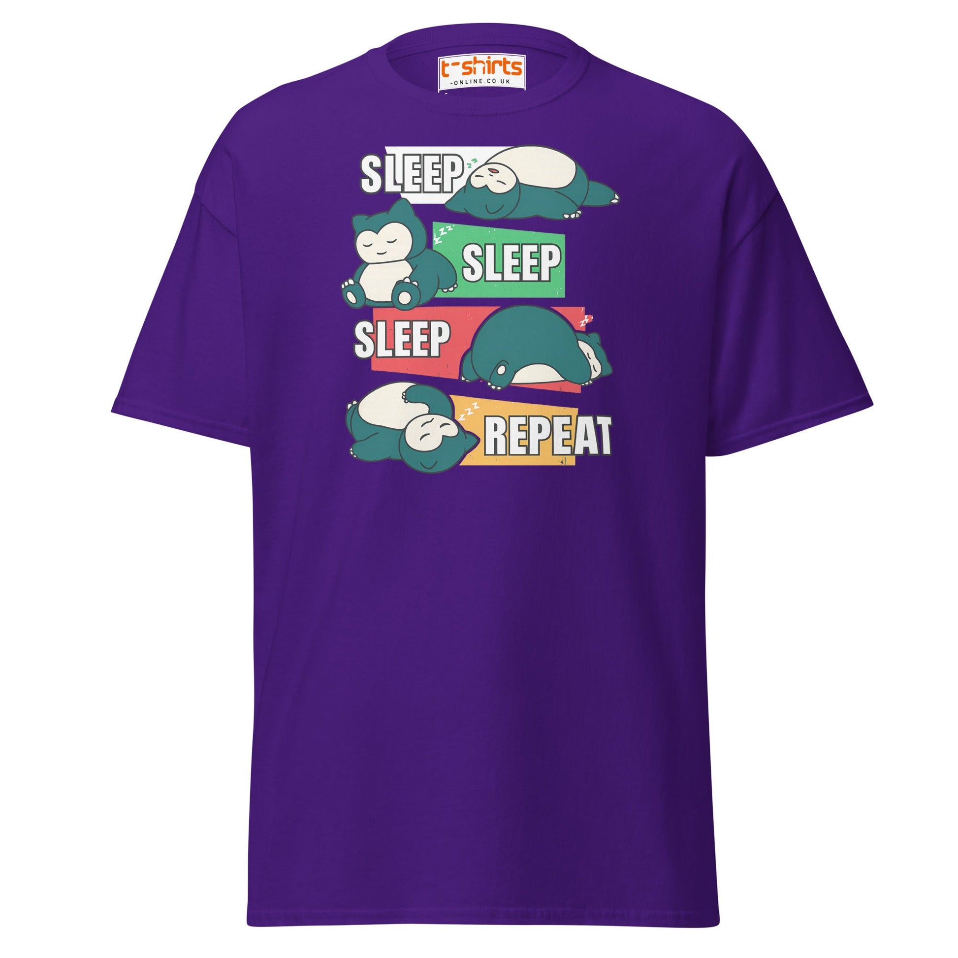 Sleep Sleep Sleep Repeat Snorlax Parody T-Shirt - Purple - T-Shirts Online