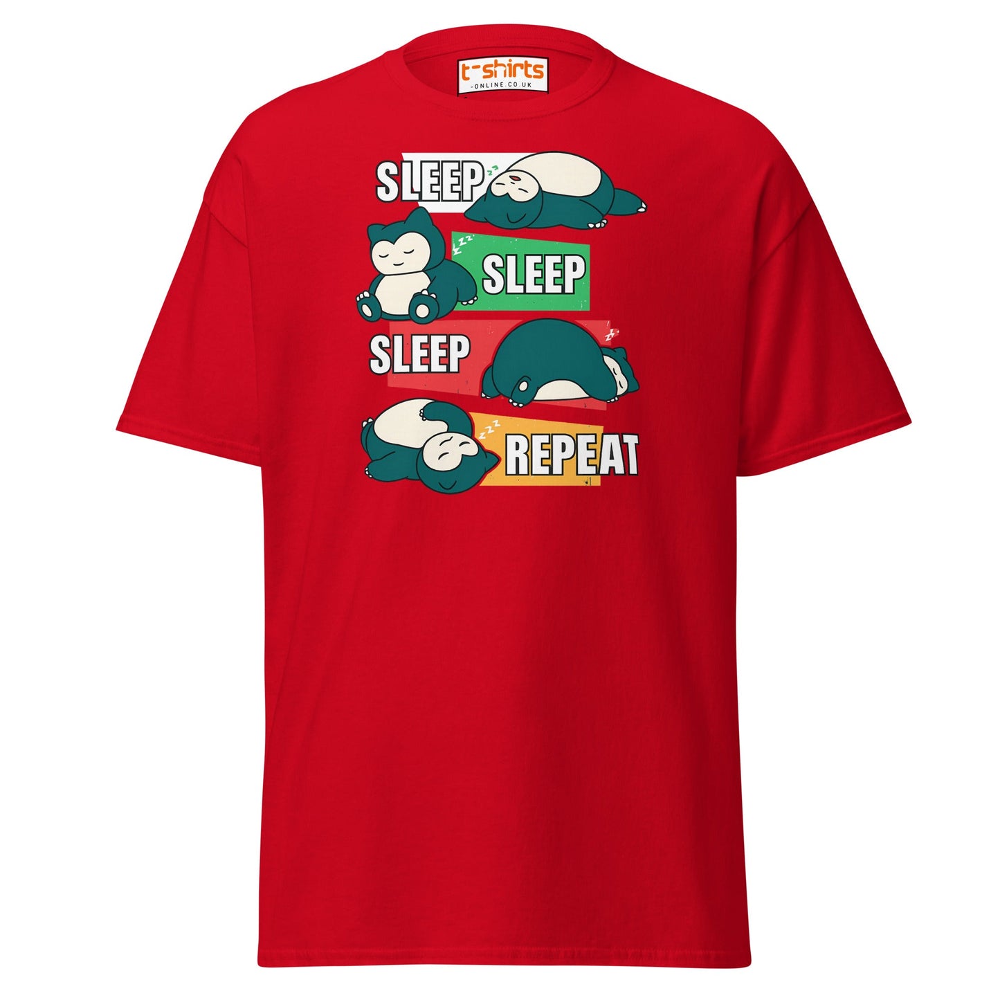 Sleep Sleep Sleep Repeat Snorlax Parody T-Shirt - Red - T-Shirts Online