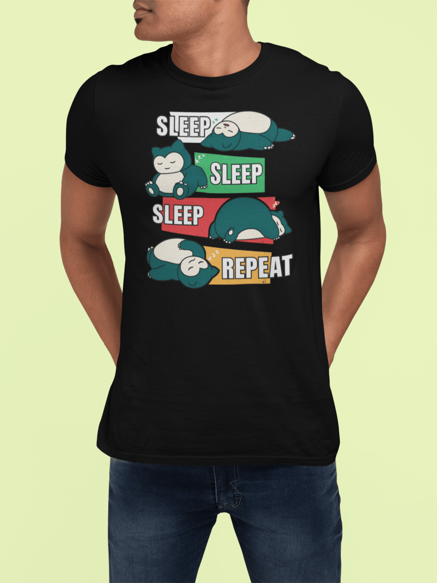 Sleep Sleep Sleep Repeat Snorlax Parody T-Shirt - White - T-Shirts Online
