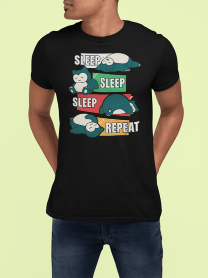 Sleep Sleep Sleep Repeat Snorlax Parody T-Shirt - White - T-Shirts Online