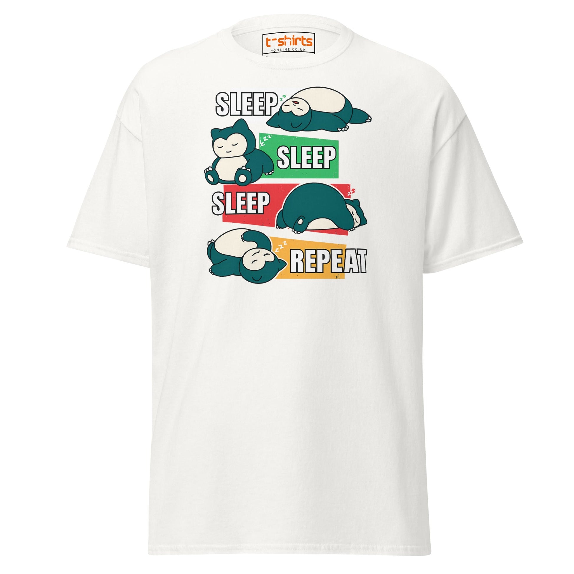 Sleep Sleep Sleep Repeat Snorlax Parody T-Shirt - White - T-Shirts Online