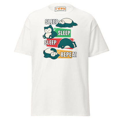 Sleep Sleep Sleep Repeat Snorlax Parody T-Shirt - White - T-Shirts Online